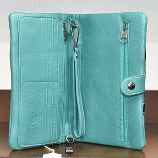Turquoise Clutch with Shoulder Strap