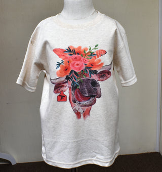 Flower Child Floral Decorated Cow Tee Shirt From Twisted Filly