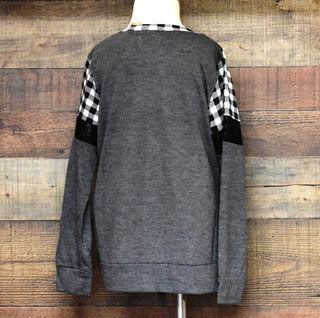 Children's Buffalo Plaid Top With Sequin Strips