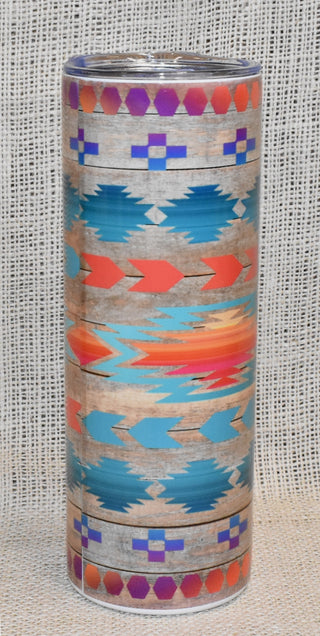 20 ounce Tall, Skinny Aztec Design Tumbler