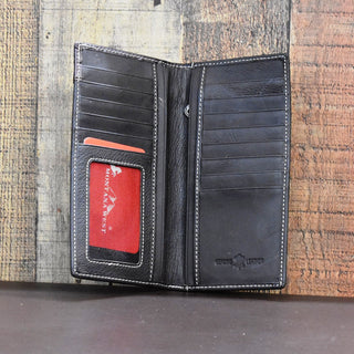 Montana West Men's Leather Tall Wallet Brown and Black
