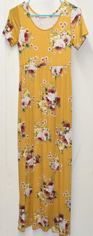 Floral Empire Waist Short Sleeve Maxi Dress