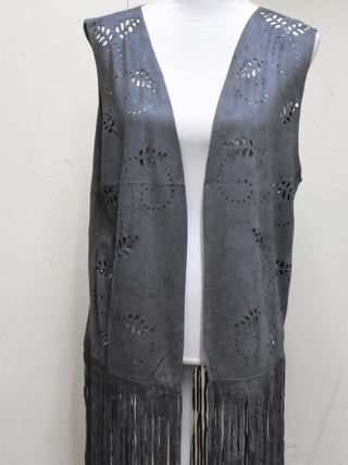 Laser Cut Fringe Vest Multiple Colors