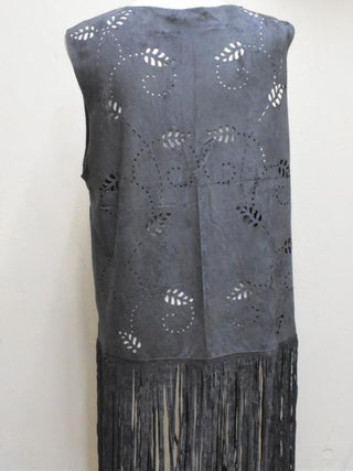 Laser Cut Fringe Vest Multiple Colors