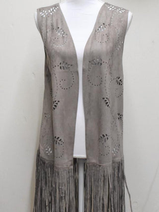 Laser Cut Fringe Vest Multiple Colors