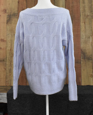 Periwinkle Cable Knit V-Neck Sweater