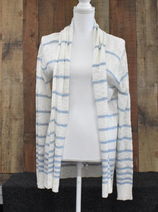Blue and White Wrap Sweater