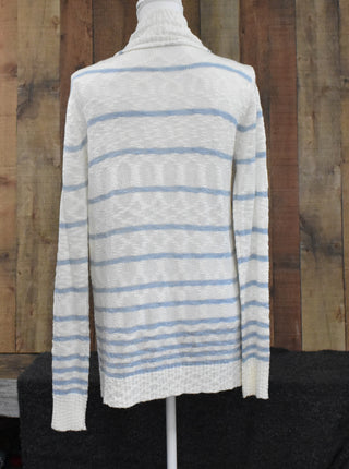 Blue and White Wrap Sweater