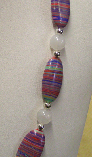 Handcrafted Necklace and Earrings Pink Calsilica