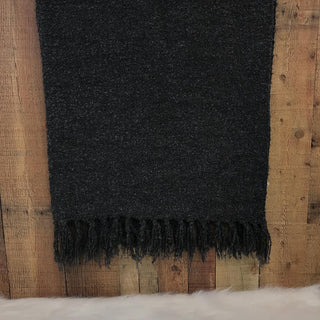 Adison Throw Solid Charcoal Fringed Ends